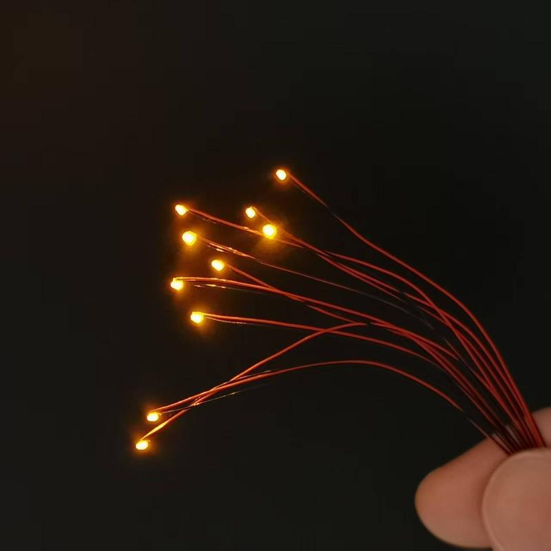 10Pcs/Bag 0603 Diy Smd Lamp Wired Micro Litz Led Pre-Soldered Chip Wired 3V Railway Model Toy Light Diy Leads Wires 30Cm