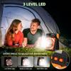 Solar Powered Fan for Camping Portable Rechargeable for Gazebo with LED Light & Timer 4 Speed Cordless Battery Powered for Outdoor Stay Cooling Orange