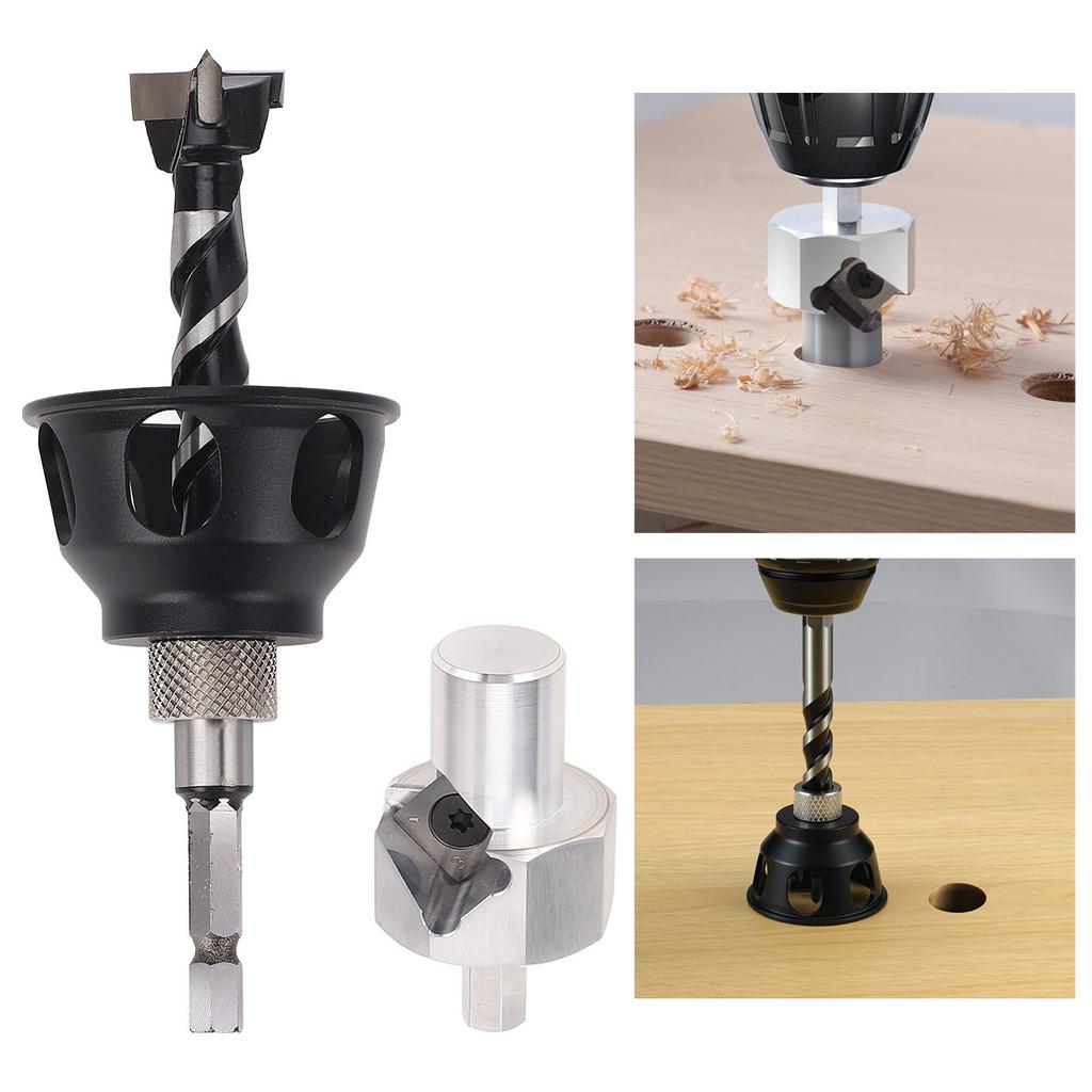 Dog Hole Drill Bit Kit Dog Hole Chamfer Tool Set 19mm Drill Bit Vertical Drilling Locator Bench Dog Hole Chamfer Reamer Tool