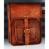 Mens Leather Messenger Crossbody Brown I-pad Bag Genuine Goat Leather Satchel