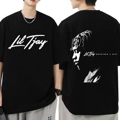 Rapper Lil Tjay Destined 2 Win Music Album Print T-shirt Men Women Cotton T Shirt Fashion Oversized Hip Hop T Shirts Streetwear