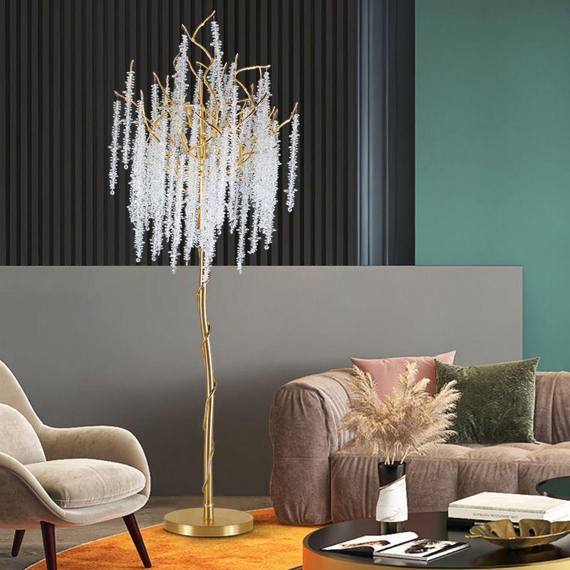Luxury Postmodern Crystal Tree Branch Floor & Table Lamp for Living Room or Bedroom