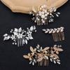 Delicate Pearl Leaves Tiara Wedding Bridesmaid Hair Combs Headpiece Flower Hair Pin Bridal Clips