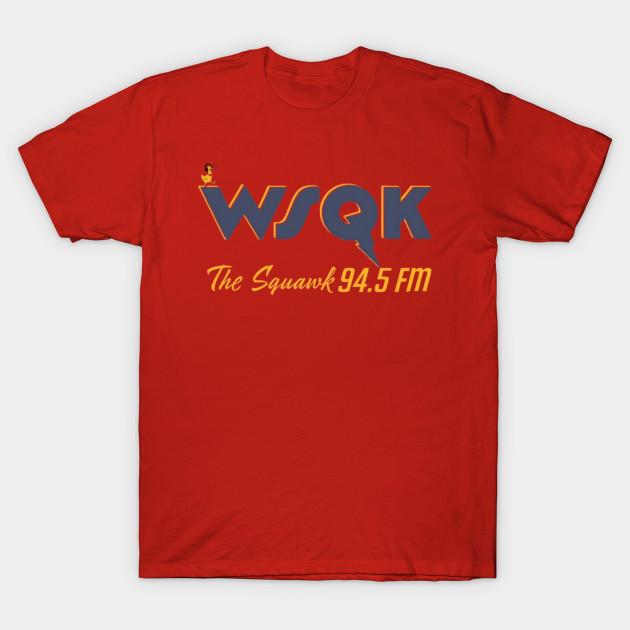 

Men Black Print T-shirt Wsqk The Squawk 94.5 Fm No-Cut Transfer Paper Print Cotton Tshirt 2XL червоний