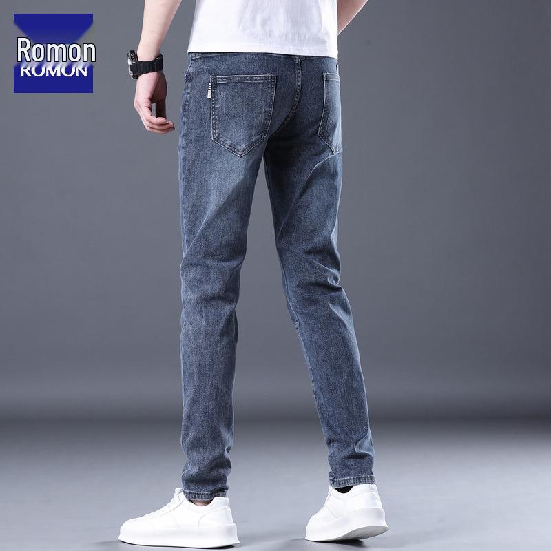 Herren Romon Slim Fit Leichte Jeans - Herbsttrend, Elastische Gerade Hose