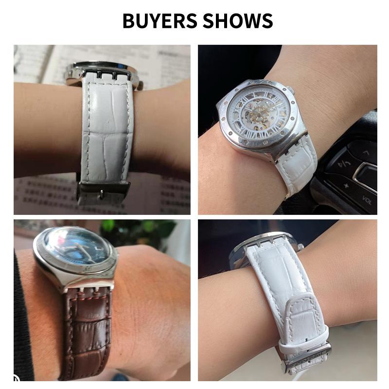 17mm 19mm Äkta Läder Klockarmband för Swatch YCS YAS YGS Armband Spänne Armband Män Sport Vattentätt Klockarmband