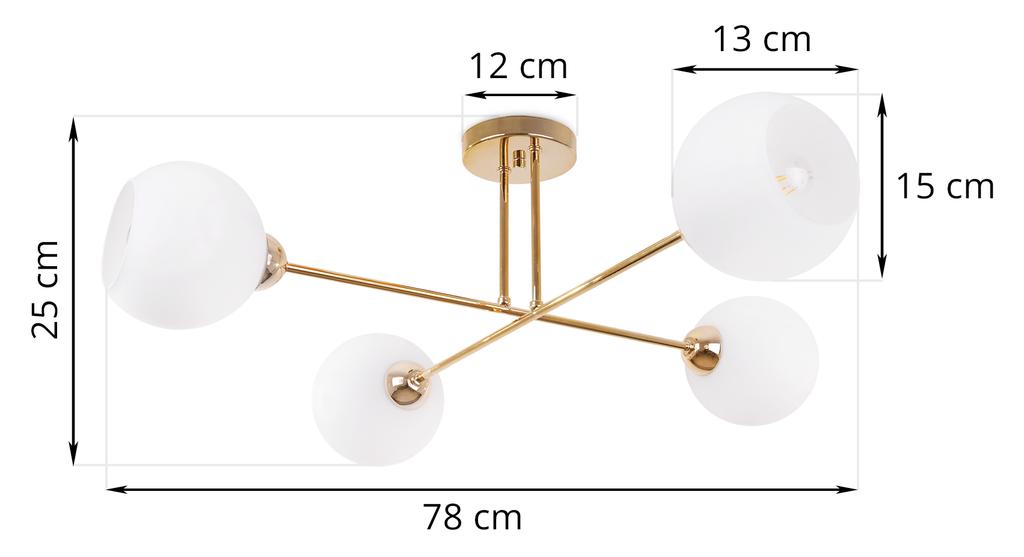 Asturia Gold Ceiling Lamp 4-Flat White Lampshade E27