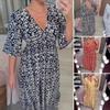 Summer Floral Boho Dress for Women V Neck Short Sleeve Ruffle Midi Sundress Casual Beach Flowy A Line Dress