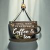 Country Style Cafe Slogan Decorative Wooden Handicrafts Round Listing Creative Coffee Cup-shaped Listing