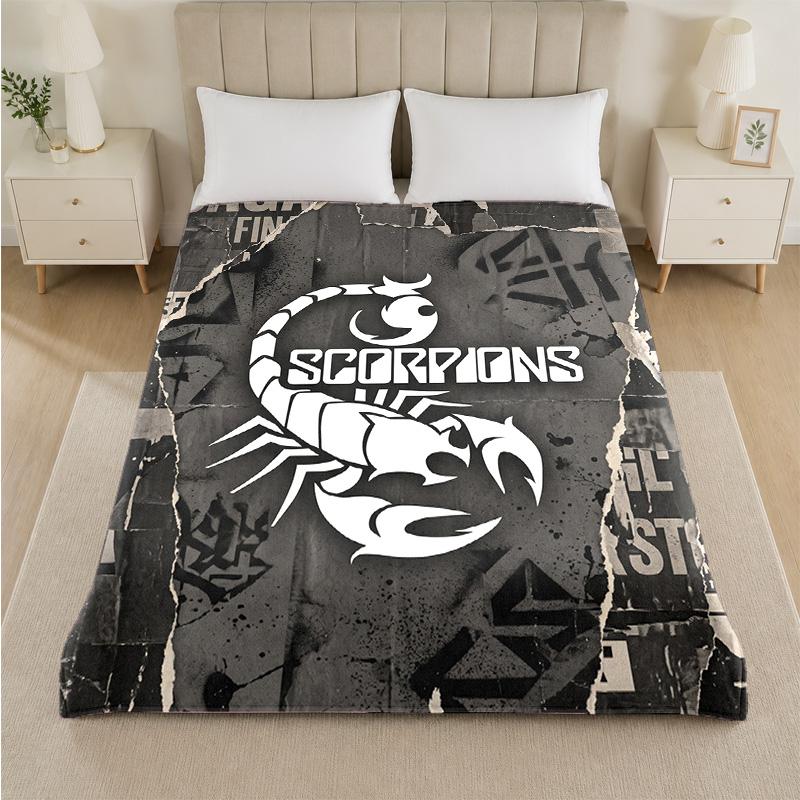 Couverture en Flanelle Imprimé Scorpions Couverture Jetée Pelucheuse Légère Confortable Pour Lit Canapé Usage Domestique