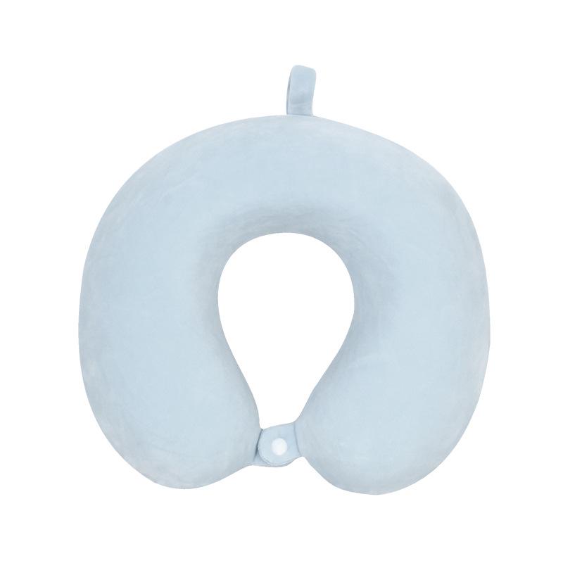 U-Shaped Travel Neck Pillow with Embroidered Logo - Solid Color Memory Foam Design