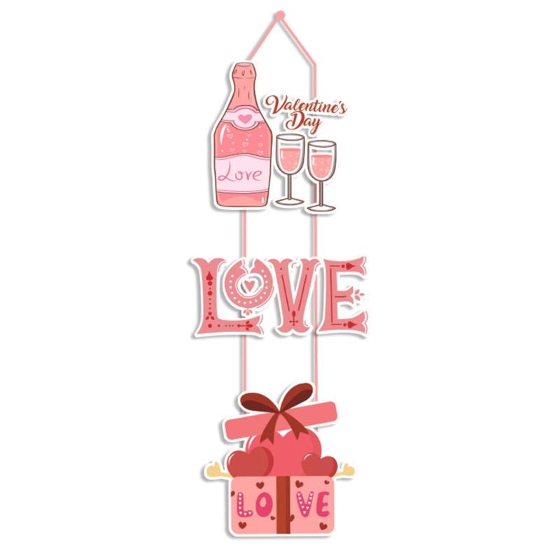 Valentines Day Door Hanger Paperboard Hanging Sign Decors Door Decorations Outdoor Indoor Wall Decors Party Supplies