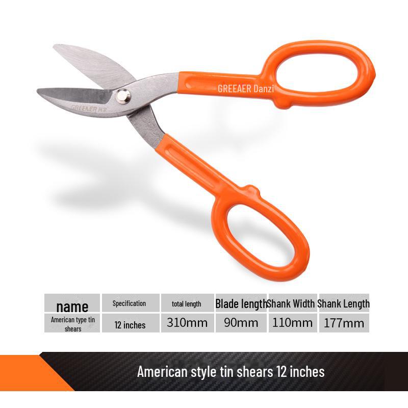 Green Forest Metal Cutting Scissors: Steel, Tin, Iron, German-American Design