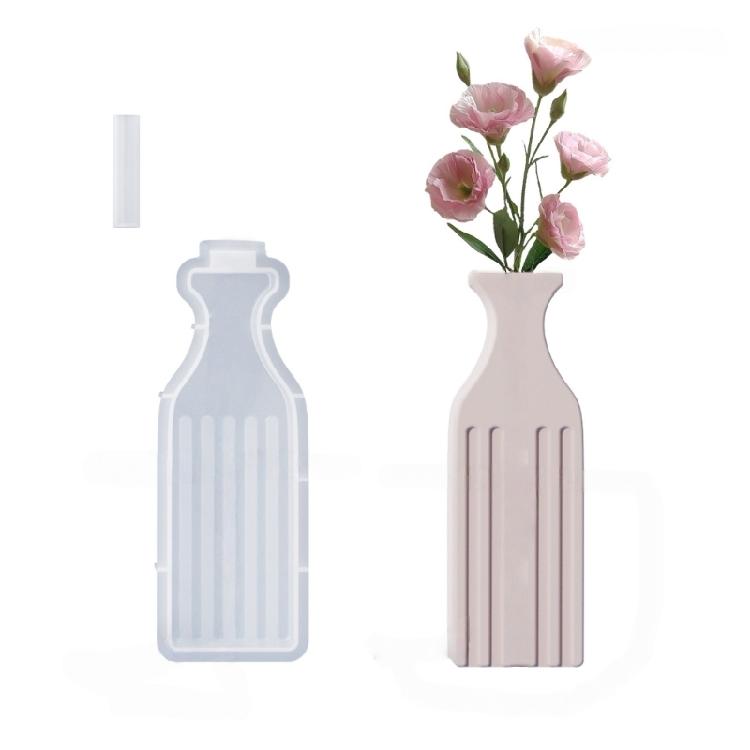 Flower Vase Silicone Molds for Epoxy Resin Flower Vase Home Decoration Easy Demolding Striped Silicone Vase Molds