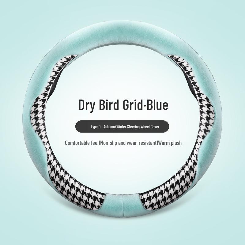 LSY Winter Houndstooth Plush Steering Wheel Cover
