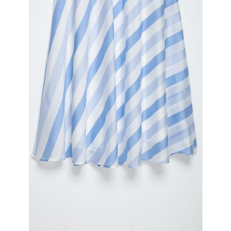 Women Striped Mid Length Straight Skirt Casual Daily Wear