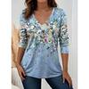Women's T-Shirts Floral Graphic Plants Elegant Trendy Tees V-Neck Long Sleeve T-shirts Regular Tops Women's Pullover Fall Winter