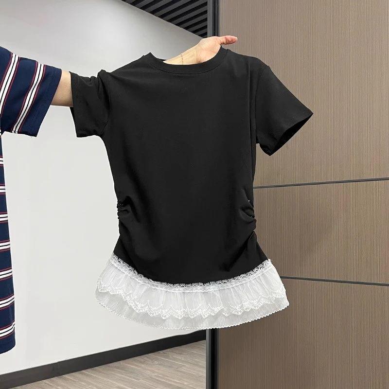 

Женская футболка балетного стиля с кружевной оборкой по низу - Дизайн Чистое желание , короткий рукав Large чёрный