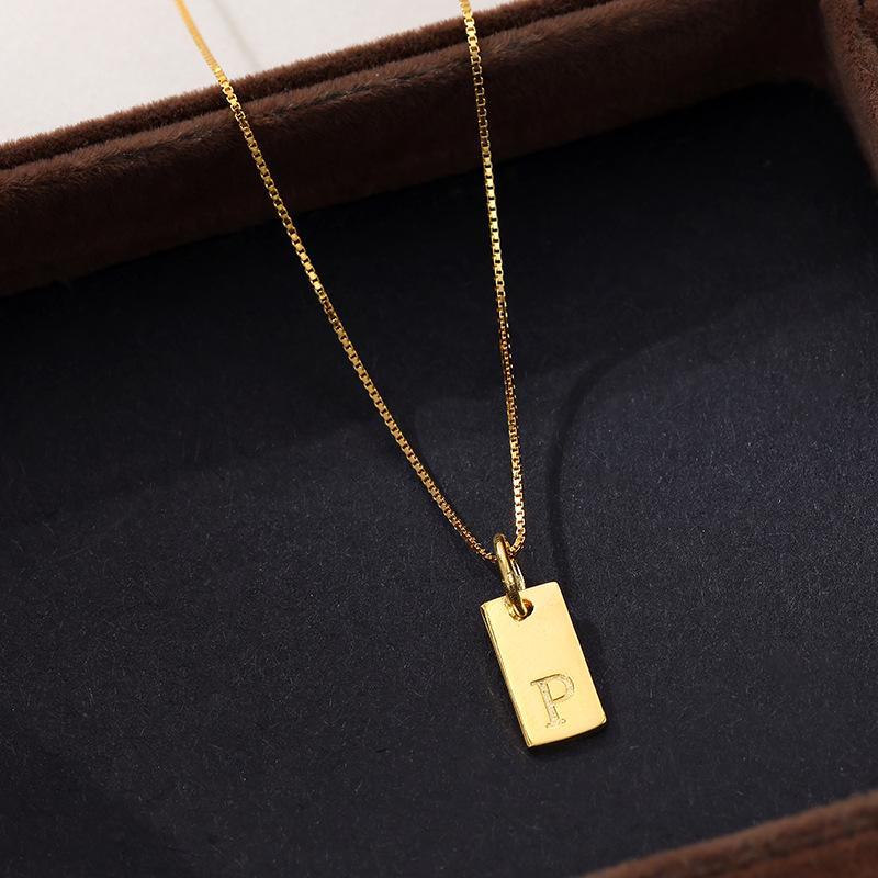 Banyan Tree Sterling Silver Square Letter Pendant Necklace