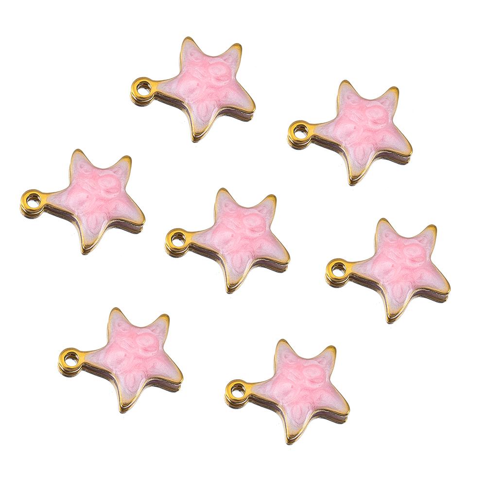 10pcs New Stainless Steel Colorful Marine Coral Starfish Fish Seaweed Charm Necklace Earring Pendant Base for DIY Jewelry Making