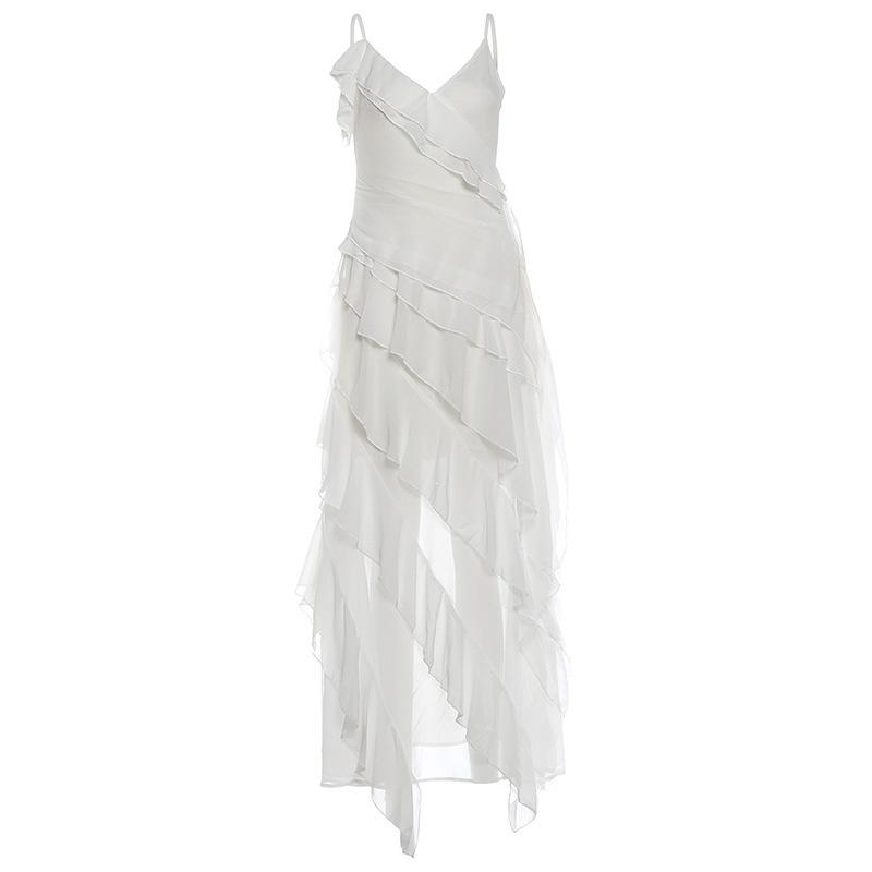 2026 European and American style summer new temperament irregular wave beveled edge niche design dress S