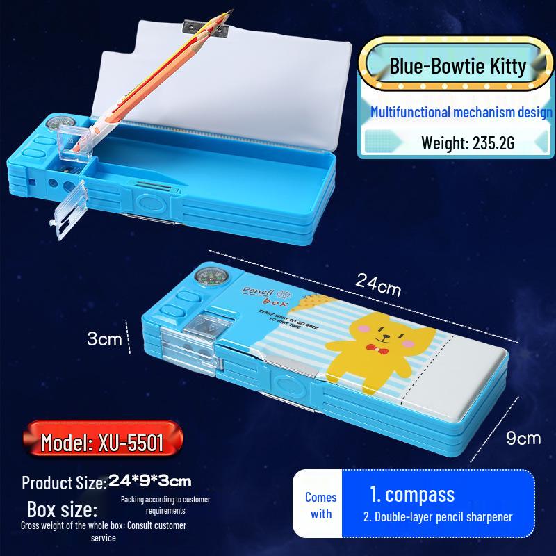 High-Capacity Compass Pencil Case for Elementary School Girls