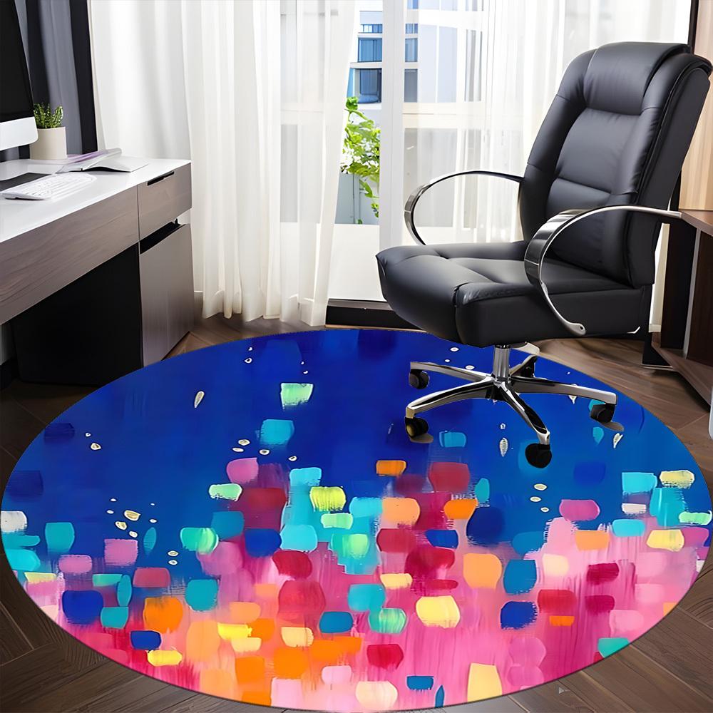 1pc Abstract Colors Office Round Rug, Non-slip, Soft and Durable Office Rug for Interior Decoration, Perfect for Office, Beautiful Decoration yy260323