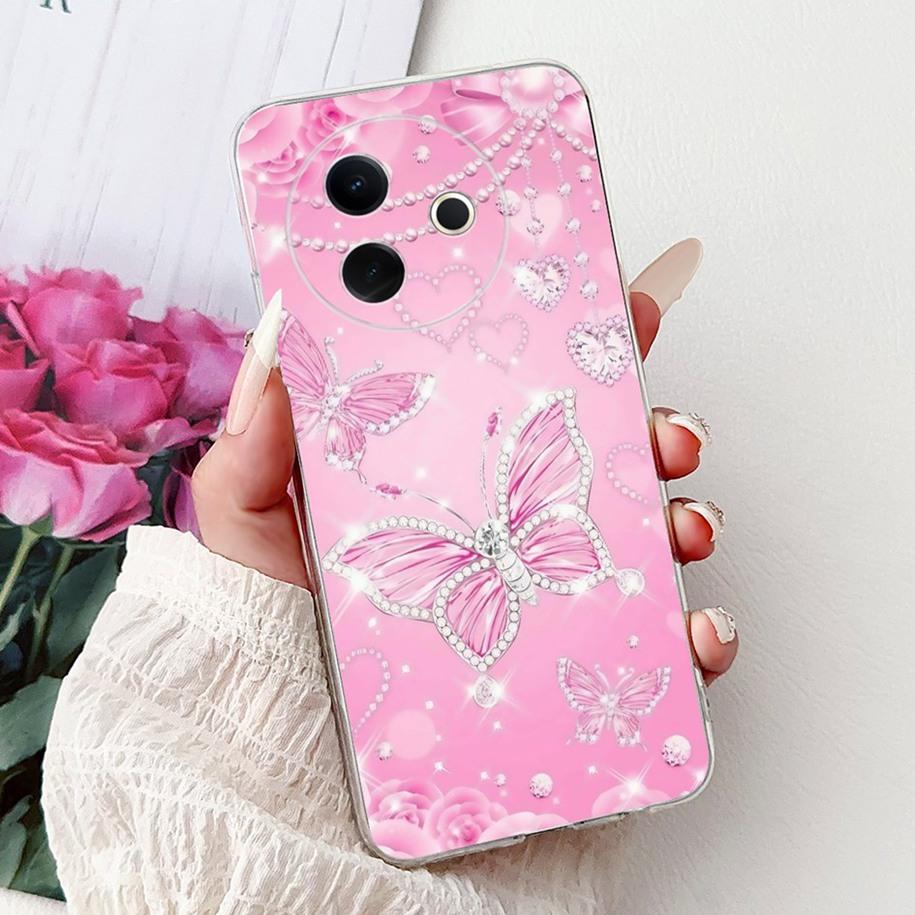 Hülle Für Vivo Y39 Y300i 5G Cover V2436 V2444A Neue Mode Blume Schmetterling Weiches Silikon Klare Hülle Für VivoY39 VivoY300i Funda