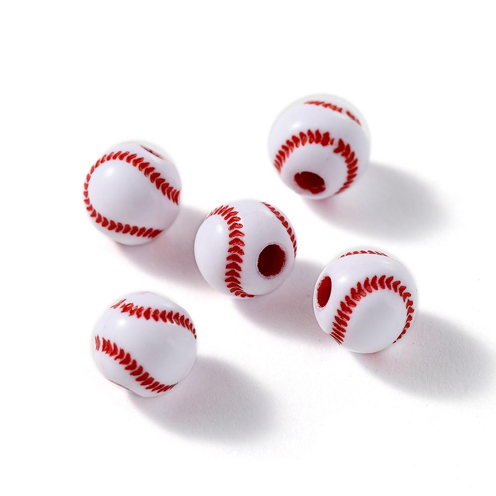 30 sztuk/partia akrylowe rugby tenis koszykówka koraliki sportowe dystansowe koraliki do tworzenia biżuterii DIY bransoletka naszyjnik akcesoria rzemieślnicze