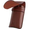 Dom Teporna Genuine Leather Pen Case 3 Pens Simple Stylish Italian Compact Pencil Holder Stationery Dark Brown Holds Pens.