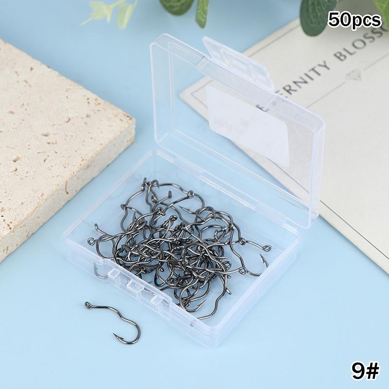 50Pcs Premium Fishing Hooks - Barbed Design For Anti-Slip & Secure Fish Grip | Reliable For Freshwater And Saltwater Hunting
