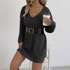 A Deep V-neck Sexy Casual Pullover Sweater for Women, A Base Layer for Autumn and Winter, A Dress Without A Belt