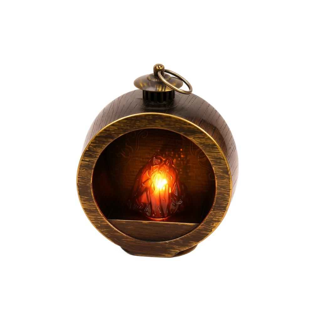 Round Simulated Flame Fireplace Lamp Decorative Tabletop Hanging Light for Housewarming Holiday Home Decor