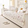All Season Anti-Slip Cotton Universal Sofa Mat Living Room Washed Cotton Flower Printed Couch  Slipcover Sofa Cushion Armrests