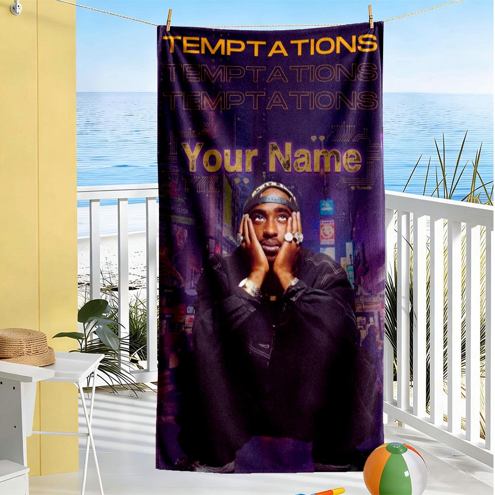 2pac Customized Name Beach Towel Super Soft Microfiber Quickdry Fabric Ideal for Travel Outdoor Swim Pool Yoga Surf Camping Hiking Gym Gift Holiday