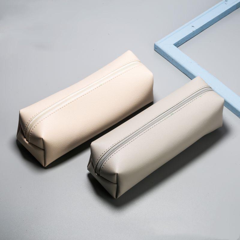Pu Leather Large Capacity Pencil Bag Korean Stationery Holder Pen Case Storage Box Zipper Pencil Pouch Student School Supplies
