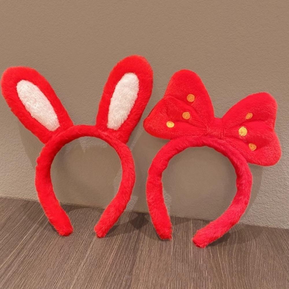 

Hairpin Red Bow Headband Red Hairband New Year Headwear Lovely New Year Hair Band Prom Props