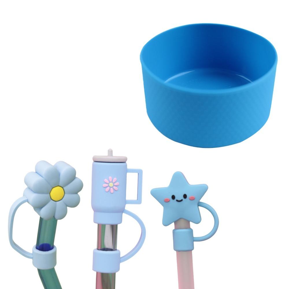 

4 шт., мягкие соломенные топперы, синие соломенные наконечники, портативные соломенные чехлы, кепки для путешествий