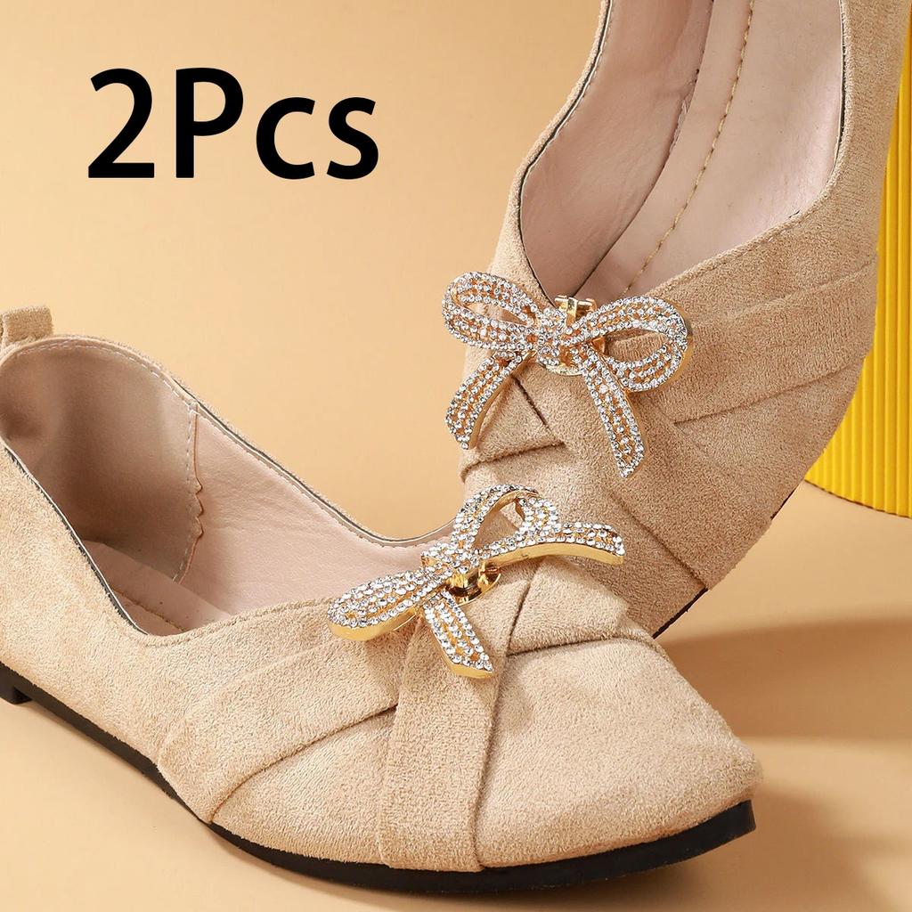2Pcs High Heels Metal Decoration Buckle Removable Luxury Rhinestone Butterfly Shoe Buckle Vamp Decoration Toe Accessory