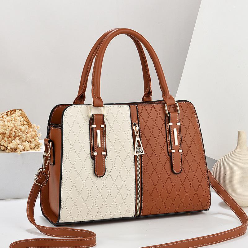 Women's bag fashion color matching bag handbag European and American atmosphere large capacity shoulder messenger bag trendy bags
