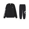 Li Ning Logo Print Fleece Warm Crew Neck Pullover Long Sleeve Sweatshirt Comfortable Long Pants Casual Sports Suit AKLSG51-3+AWDRF44-2
