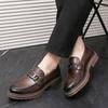 British Style Loafers Men's Trend Hairstylist Doudou Shoes Platform Casual Leather Shoes One Pedal Glove Men's Shoes