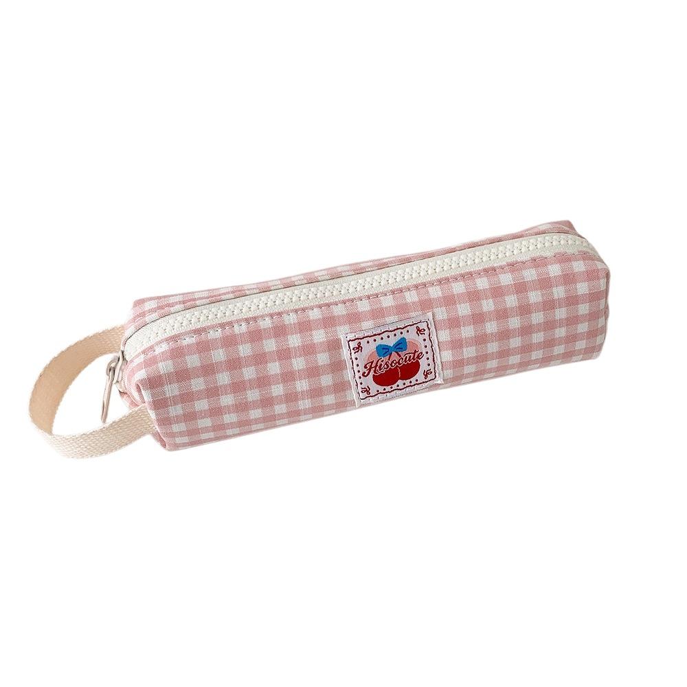 Desktop Storage Korean Style Pen Bag Plaid Pencil Pouch Cloth Stationery Bag Student