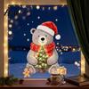 Holiday Glass Decals for Windows Christmas Bear Static Window Clings, Cute Decals, Waterproof PVC Durable Winter Stickers Home Store Doors And