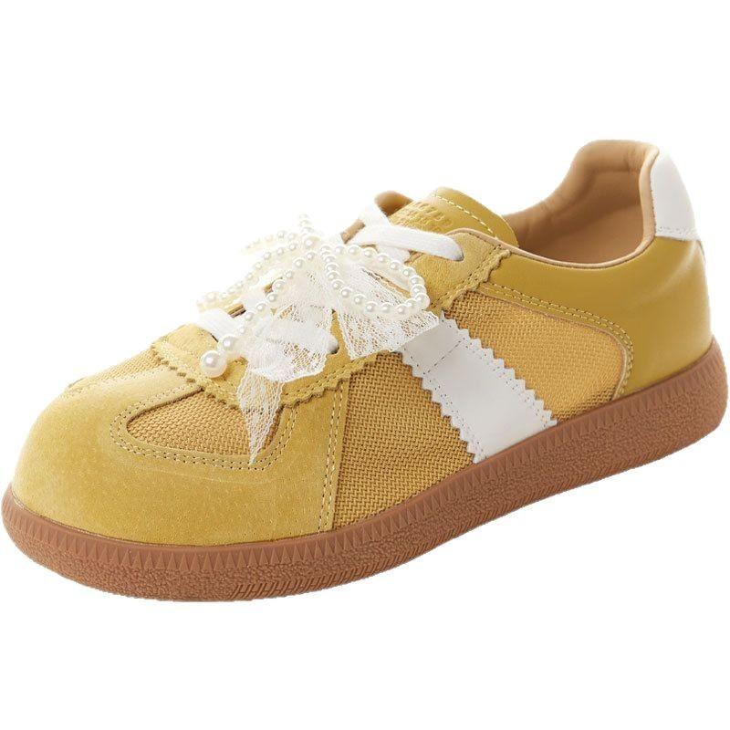 Leather German training shoes women's spring and summer new lace-up fashion casual shoes breathable flat-bottomed sports casual board shoes