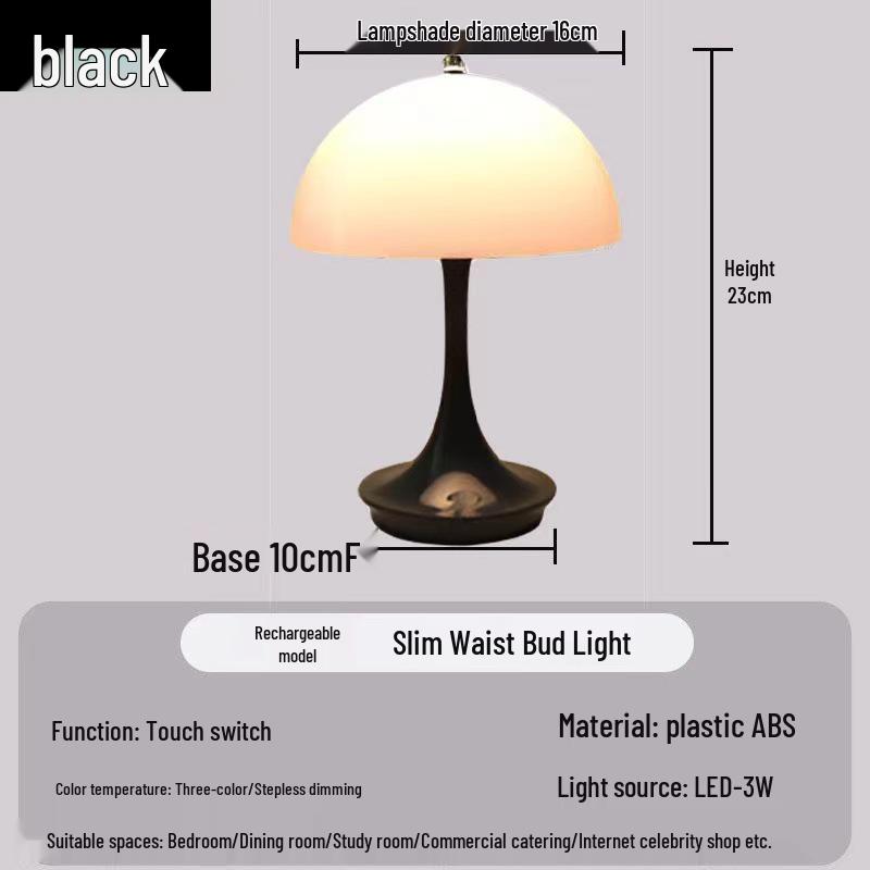 Slim Waist Mushroom Table Lamp: Dimmable, Eye-Protective Night Light for Bedroom and Living Room, European Style.