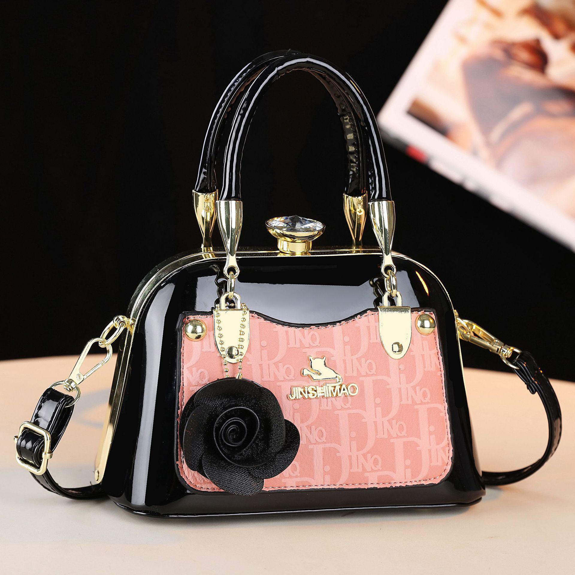 2026 New Glossy Patent Leather Handbag for Women розовый