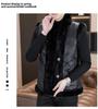 Men's Winter 2025 Faux Leather & Golden Mink Velvet Fur-Integrated Thick Gilet Jacket