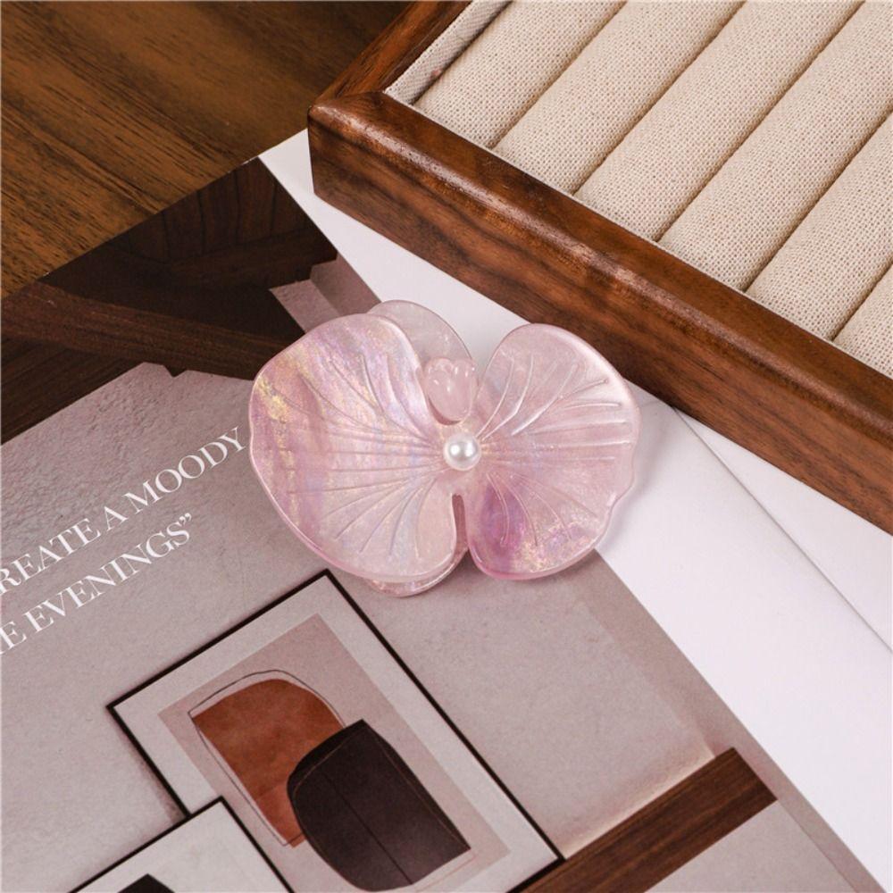 

Acetic Acid Butterfly Orchid Hairpin Hair Rope Fresh Barrettes Cute Flower Duckbill Clip Female Grey-Hairpin