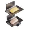 Gun Gray Aluminum Wall-Mounted Soap Dish - Creative, Punch-Free Draining Holder for Bathroom Storage